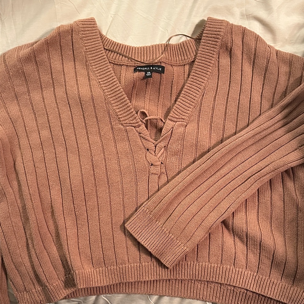 Kendall & Kylie Women's V-Neck Sweater in Brown